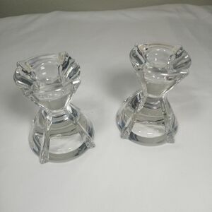 𝅺SET of 2 Mikasa "Lilliette" Austrian Lead Crystal Candle Holders Sticks 3.5"